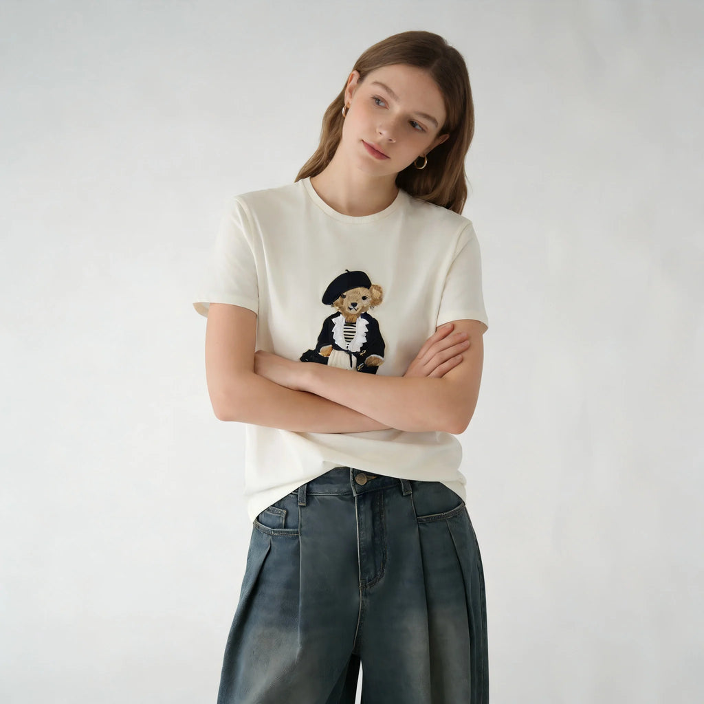 T-Shirt com Estampa de Urso