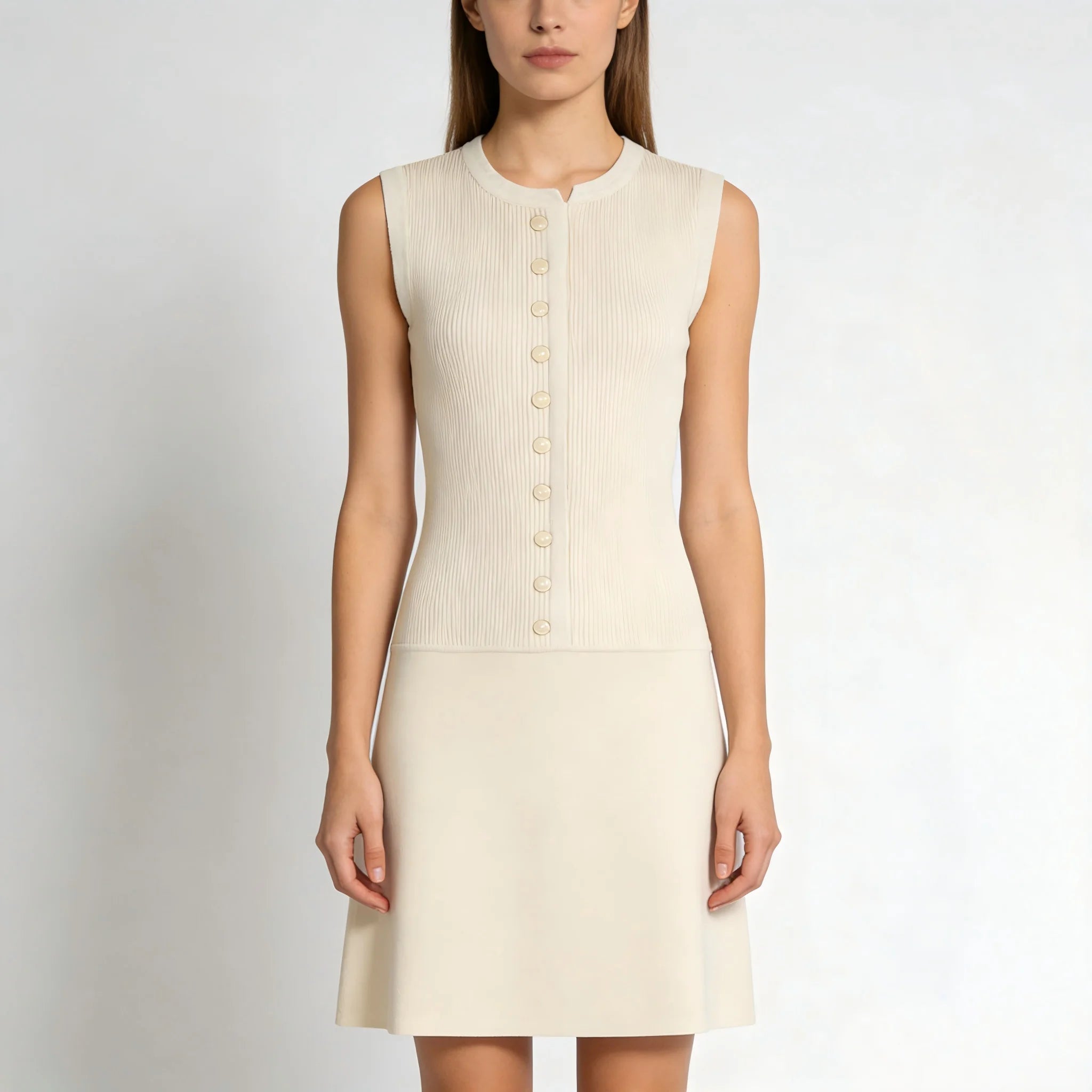 Vestido com Mescla de Linho